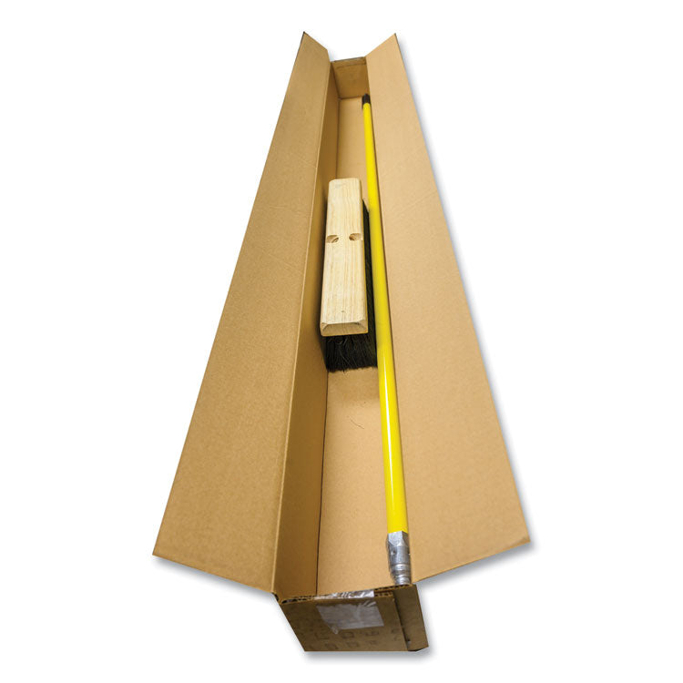 Tampico Push Broom Kit, 24 x 64, Tampico Bristles, Metal Handle, Black/Yellow