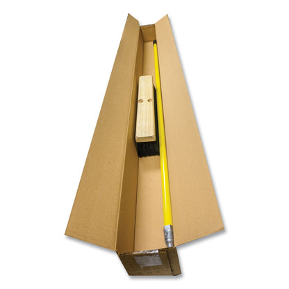 Tampico Push Broom Kit, 24 x 64, Tampico Bristles, Metal Handle, Black/Yellow