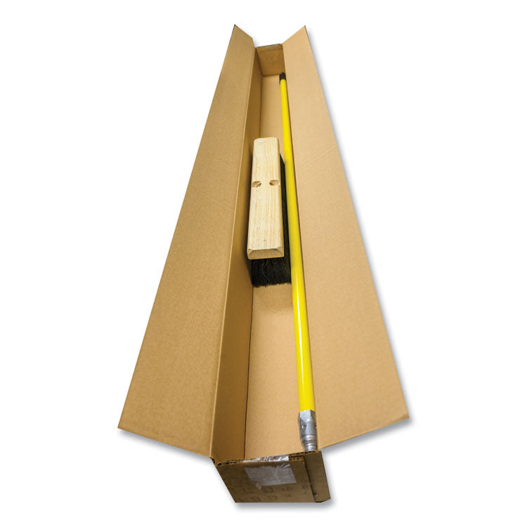 Tampico Push Broom Kit, 36 x 60, Tampico Bristles, Metal Handle, Black/Yellow