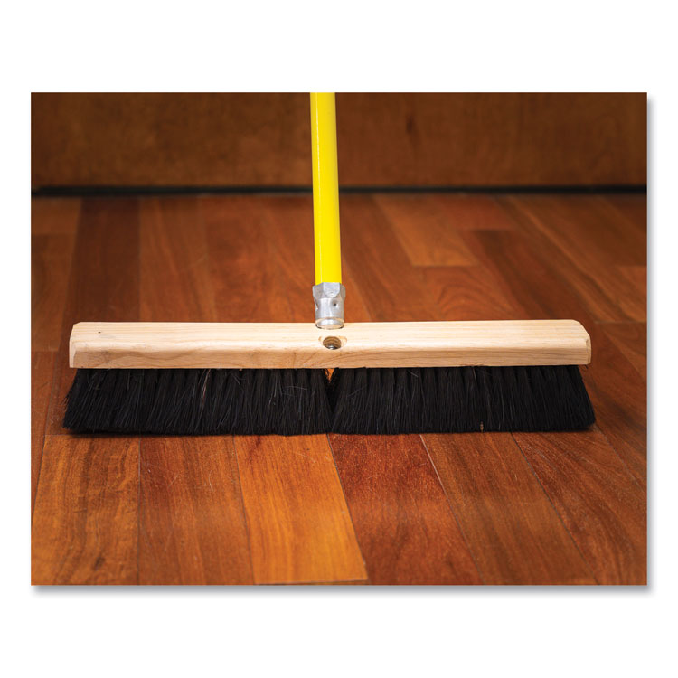 Tampico Push Broom Kit, 36 x 60, Tampico Bristles, Metal Handle, Black/Yellow
