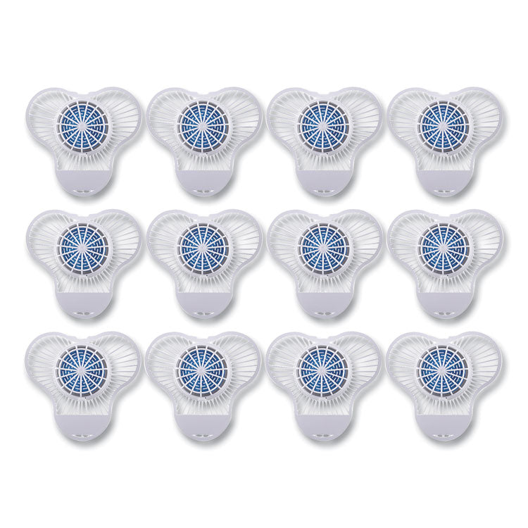 Urinal Screen with Non-Para Deodorizer Block, Green Apple Scent, Blue/White, 3.25 oz, 12/Box
