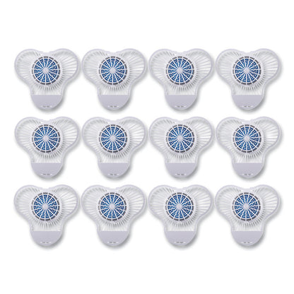 Urinal Screen with Non-Para Deodorizer Block, Green Apple Scent, Blue/White, 3.25 oz, 12/Box