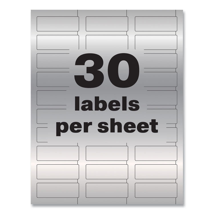PermaTrack Metallic Asset Tag Labels, Laser Printers, 0.75 x 2, Metallic Silver, 30/Sheet, 8 Sheets/Pack