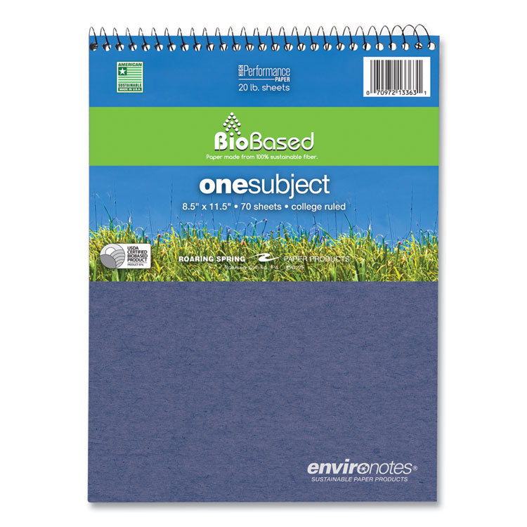 Earthtones BioBased Paper Wirebound Notepad, Randomly Assorted Cover Colors, Medium/College Rule, (70) 8.5 x 11 Sheets, 24/CT