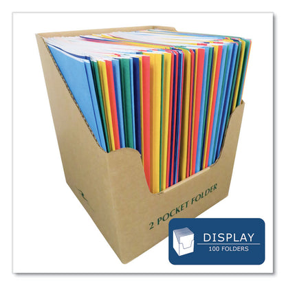 Pocket Folder with Prongs, Accommodates (100) 11 x 8.5 Sheets, Randomly Assorted Colors, 100/Carton