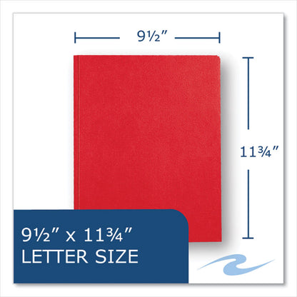 Pocket Folder with Prongs, Accommodates (100) 11 x 8.5 Sheets, Red, 250/Carton