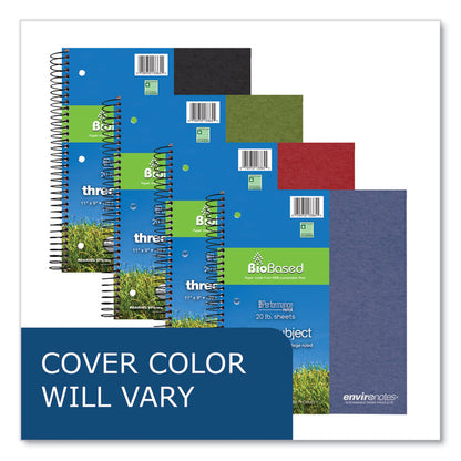 Earthtones BioBased Paper Notebook, 3-Subject, College Rule, Randomly Assorted Cover Colors, (120) 11 x 9 Sheets, 24/Carton