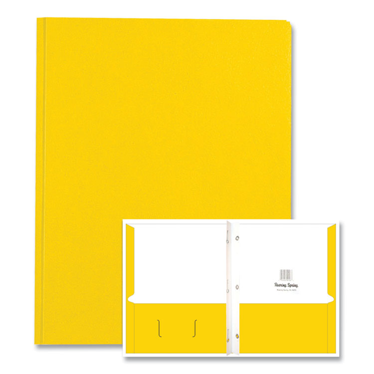 Pocket Folder with Prongs, Accommodates (100) 11 x 8.5 Sheets, Yellow, 250/Carton