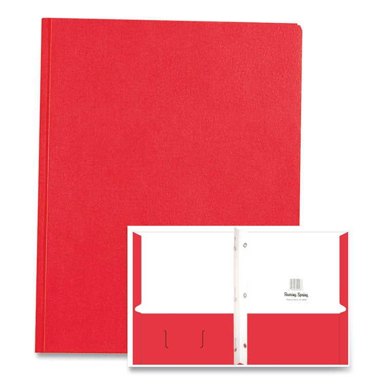Pocket Folder with Prongs, Accommodates (100) 11 x 8.5 Sheets, Red, 250/Carton
