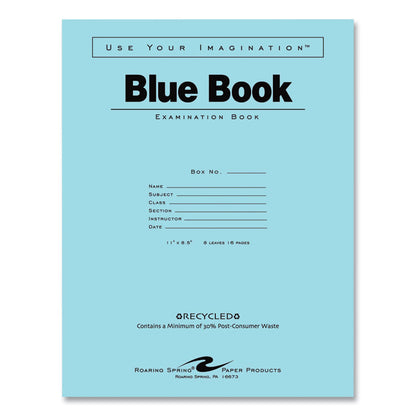 Recycled Exam Book, Wide/Legal Rule, Blue Cover, (8) 11 x 8.5 Sheets, 500/Carton