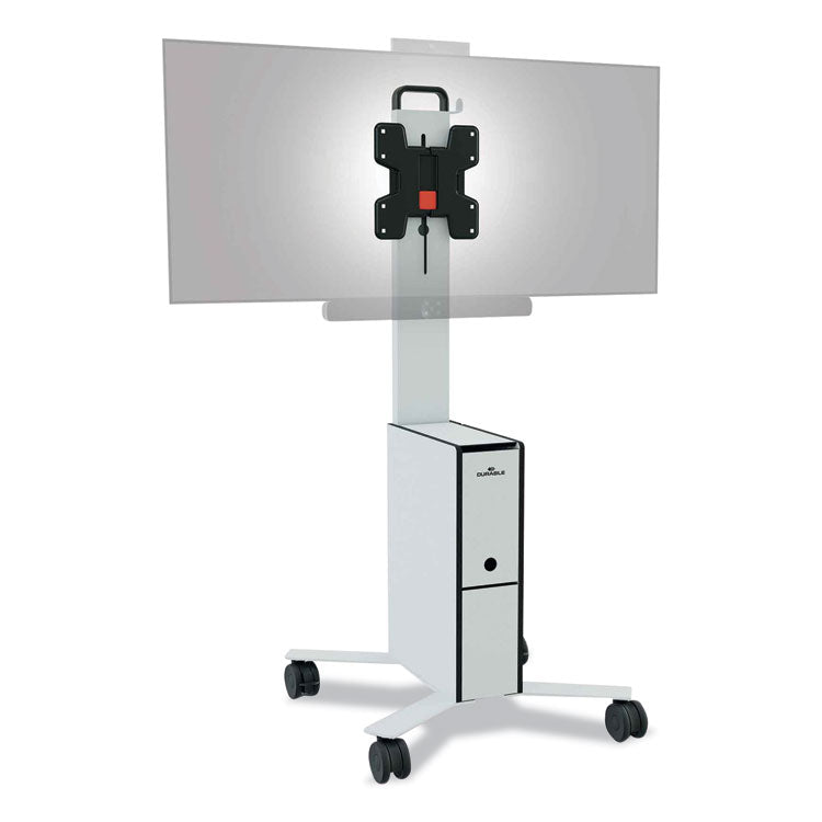 Mobile TV Cart COWORKSATION, Engineered Wood, 3 Shelves, Supports 40 lb, 22.5" x 22.6" x 50.89", White