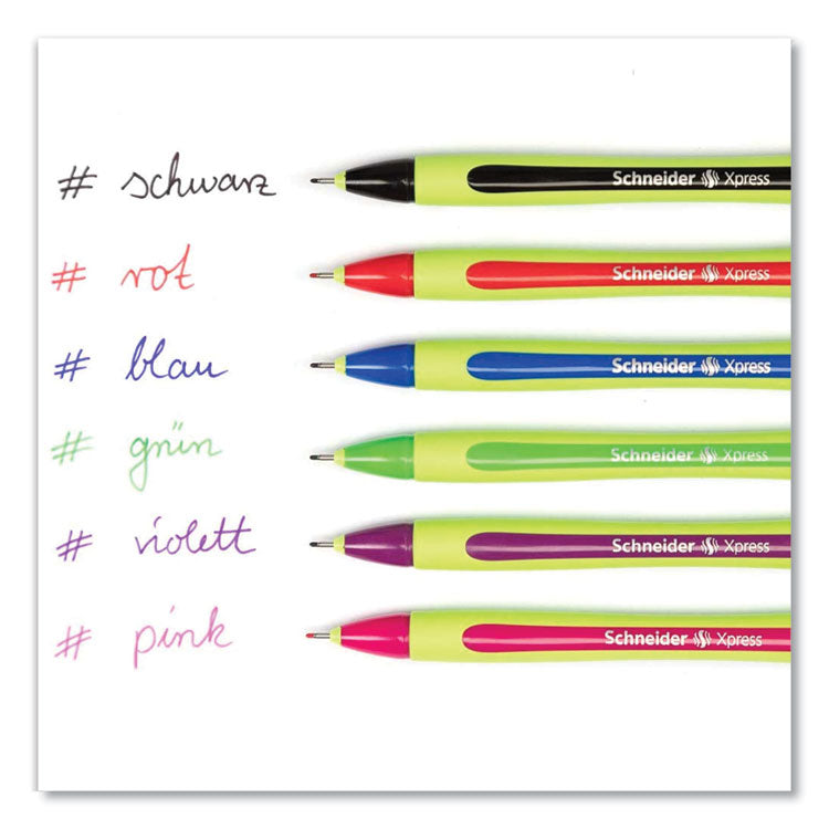 Xpress Fineliner Porous Point Pen, Stick, Fine 0.8 mm, Assorted Ink and Barrel Colors, 6/Pack