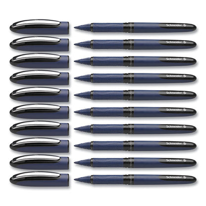 One Business Rollerball Pen, Stick, Fine 0.6 mm, Black Ink, Dark Blue/Black Barrel, 10/Box