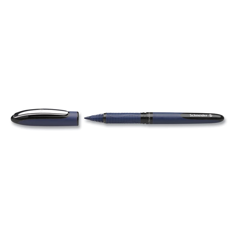 One Business Rollerball Pen, Stick, Fine 0.6 mm, Black Ink, Dark Blue/Black Barrel, 10/Box