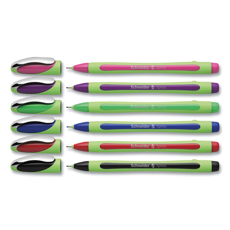 Xpress Fineliner Porous Point Pen, Stick, Fine 0.8 mm, Assorted Ink and Barrel Colors, 6/Pack