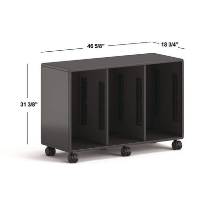 Class-ifi Tote Storage Cabinet, Three-Wide, 46.63" x 18.75" x 31.38", Charcoal Gray