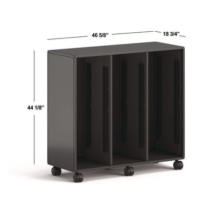 Class-ifi Tote Storage Cabinet, Three-Wide, 46.63" x 18.75" x 44.13", Charcoal Gray