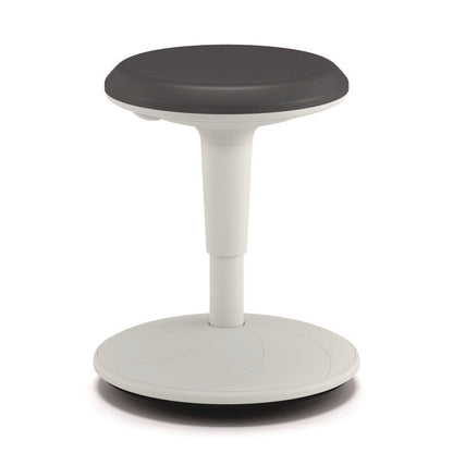 Revel Adjustable Height Fidget Stool, Backless, Supports Up to 250 lb, 13.75" to 18.5" Seat Height, Charcoal Seat, White Base