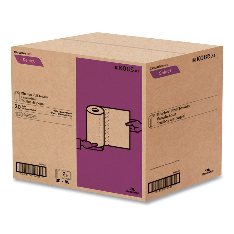 Select Kitchen Roll Towels, 2-Ply, 8 x 11, 85/Roll, 30/Carton