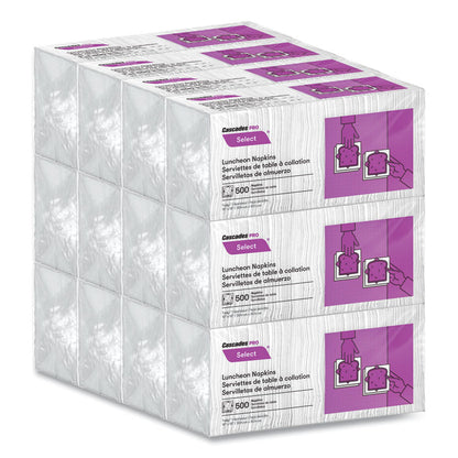 Select Single Serve Luncheon Napkins, 1-Ply, 12 x 12, White, 500/Pack, 6,000/Carton