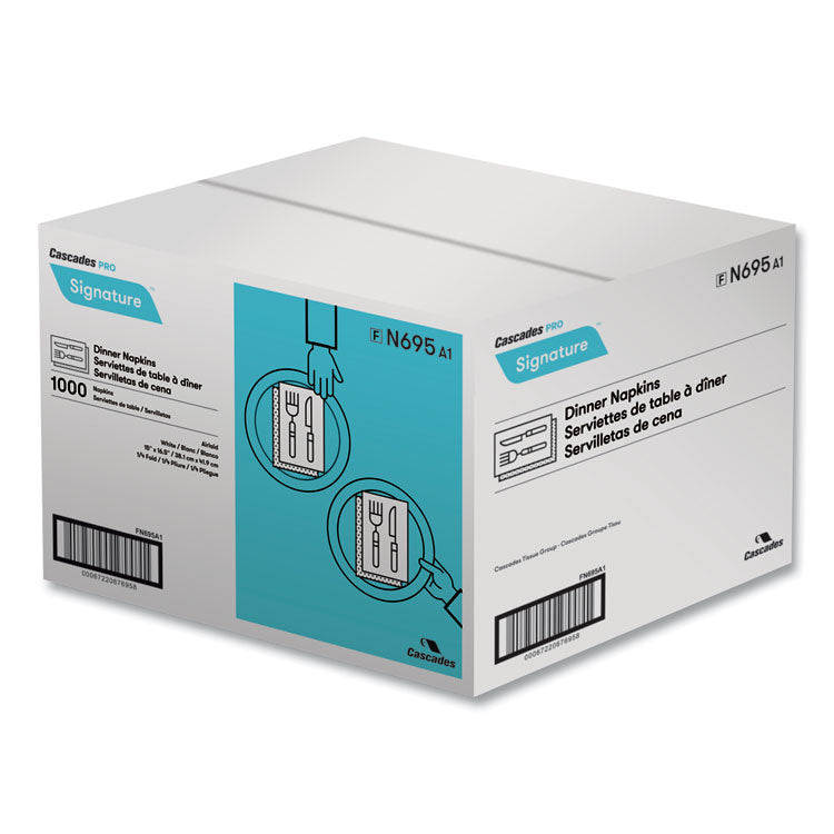 Signature Airlaid Dinner Napkins/Guest Hand Towels, 1-Ply, 15 x 16.5, White, 1,000/Carton