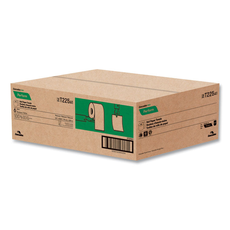 Perform Hardwound Roll Towels for Tandem Dispensers, 1-Ply, 7.5" x 1,050 ft, Natural, 6/Carton