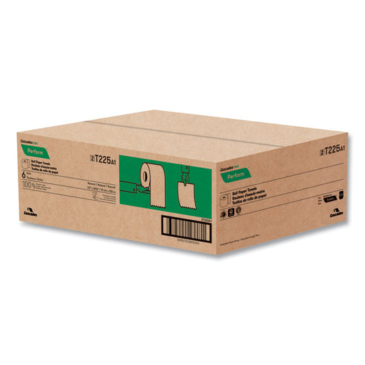 Perform Hardwound Roll Towels for Tandem Dispensers, 1-Ply, 7.5" x 1,050 ft, Natural, 6/Carton