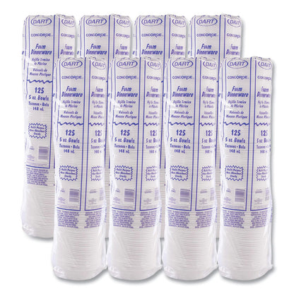 Concorde Non-Laminated Foam Dinnerware, Bowl, 5 oz, White, 125/Pack, 8 Packs/Carton