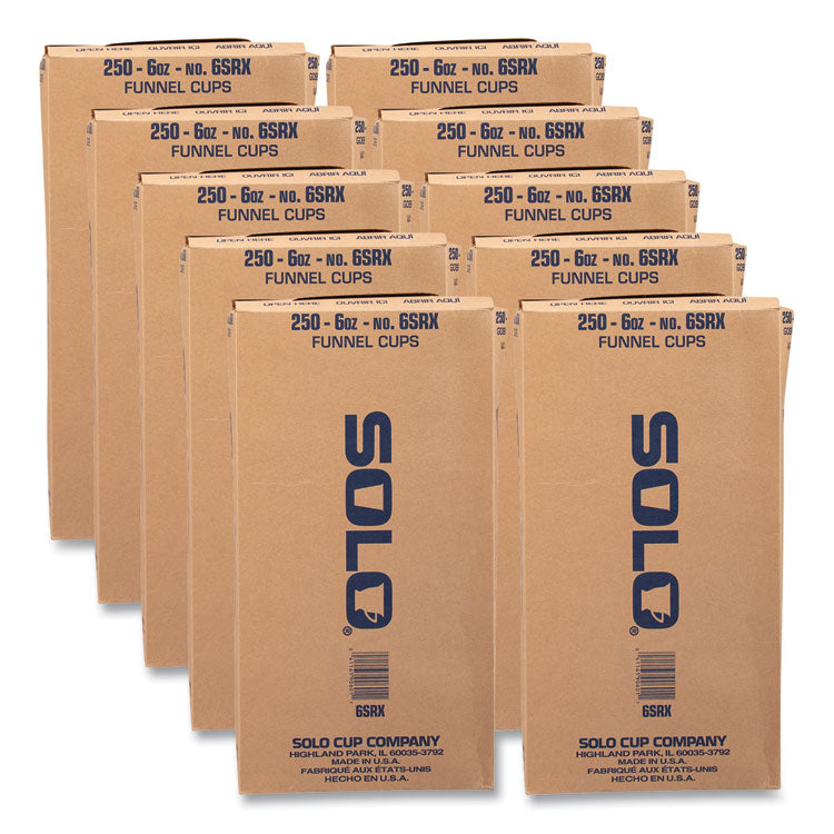 Bare Eco-Forward Treated Paper Funnel Cups, ProPlanet Seal, 6 oz, White, 250/Bag, 10/Carton