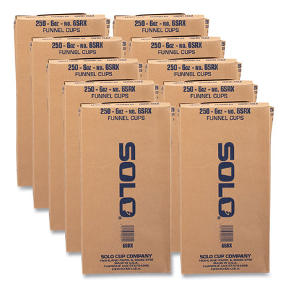 Bare Eco-Forward Treated Paper Funnel Cups, ProPlanet Seal, 6 oz, White, 250/Bag, 10/Carton