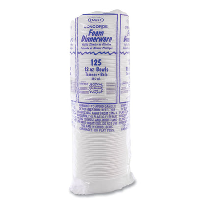 Concorde Foam Bowl, 10, 12 oz, White, 125/Pack, 8 Packs/Carton