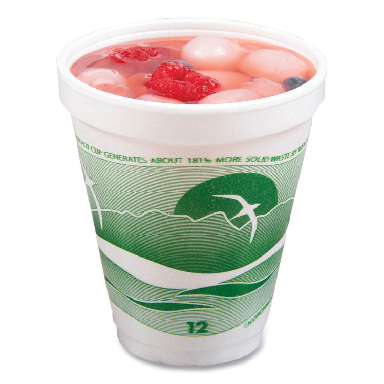 Horizon Hot/Cold Foam Drinking Cups, 12 oz, White/Green, 25/Bag, 40 Bags/Carton