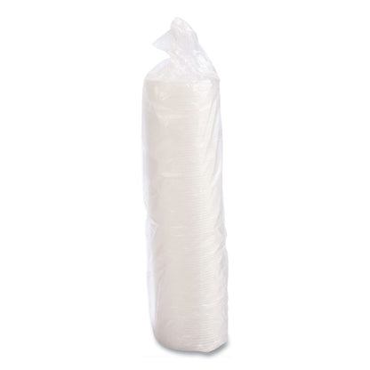 Plastic Lids for Foam Cups/Bowls/Containers, Flat with Straw Slot, Fits 6 oz to 14 oz, Translucent, 100/Pack, 10 Packs/Carton