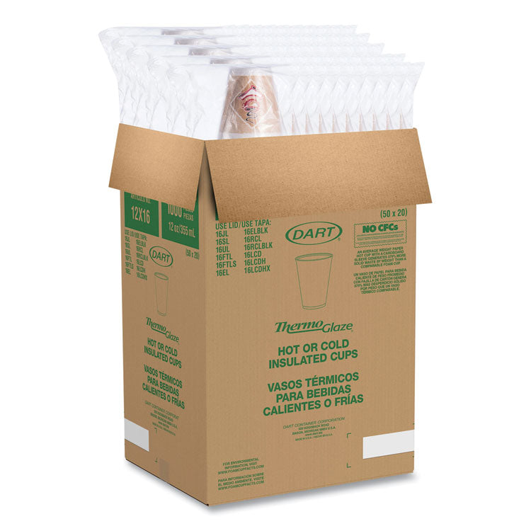 Cafe G Foam Hot/Cold Cups, 12 oz, Brown/Red/White, 1,000/Carton
