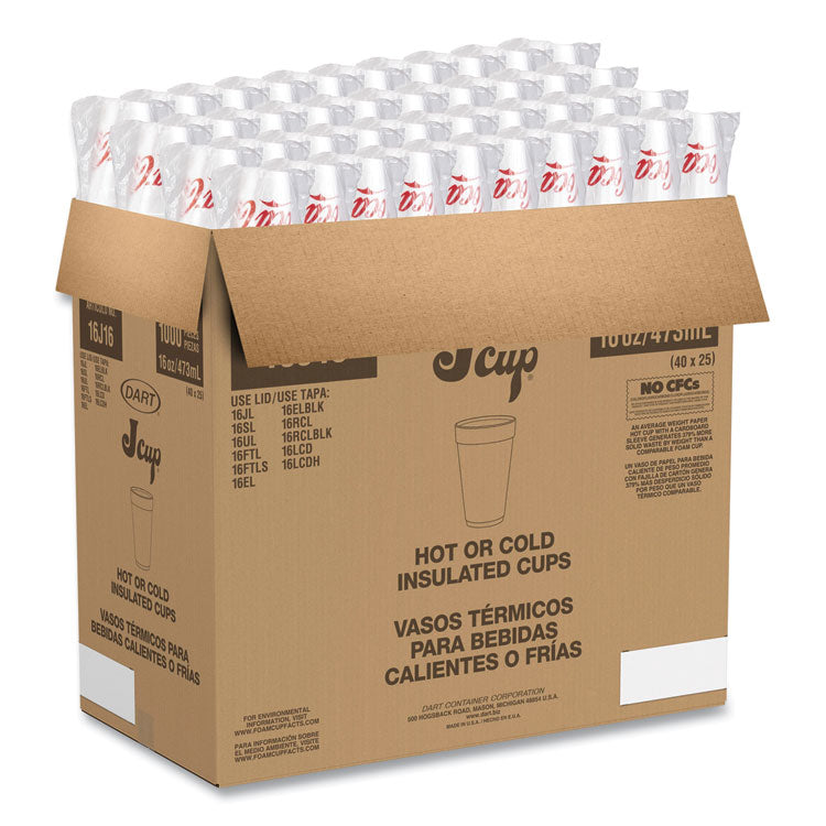 Coca-Cola Foam Cups, 16 oz, White/Red, 25/Bag, 40 Bags/Carton