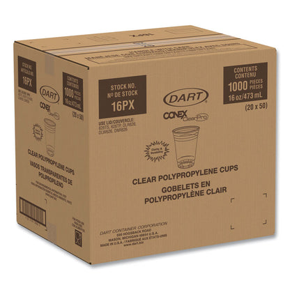 Conex ClearPro Plastic Cold Cups, 16 oz, Clear, 50/Pack, 20 Packs/Carton