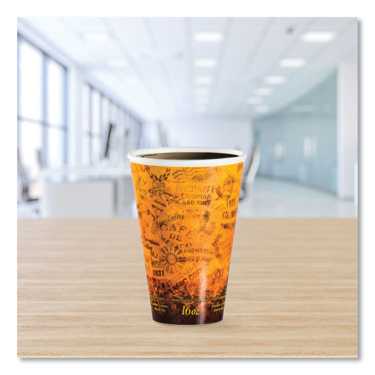 Fusion Escape Foam Hot/Cold Cups, 16 oz, Brown/Black, 1,000/Carton