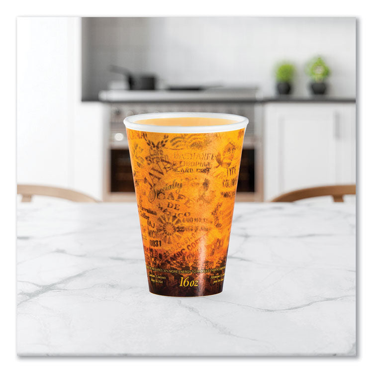 Fusion Escape Foam Hot/Cold Cups, 16 oz, Brown/Black, 1,000/Carton