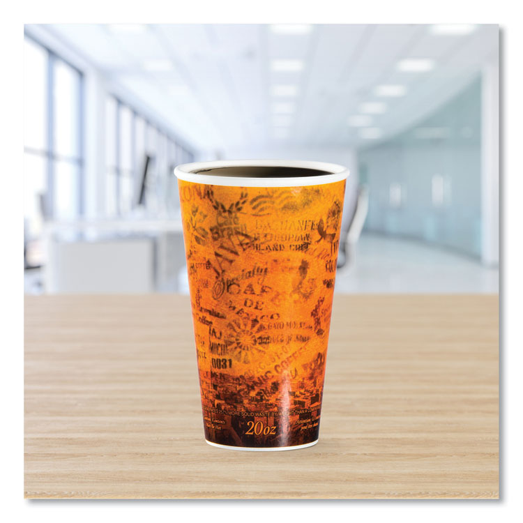 Fusion Escape Foam Hot/Cold Cups, 20 oz, Brown/Black, 500/Carton