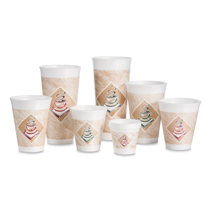 Cafe G Foam Hot/Cold Cups, 20 oz, Brown/Red/White, 20/Pack