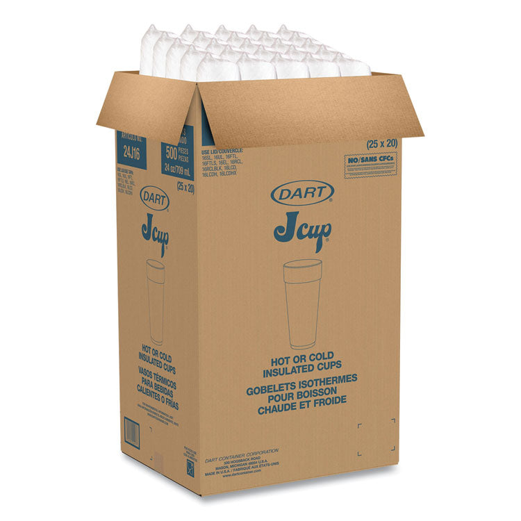 Foam Drink Cups, Hot/Cold, 24 oz, White, 25/Bag, 20 Bags/Carton