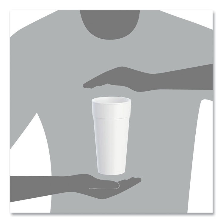 Foam Drink Cups, Hot/Cold, 24 oz, White, 25/Bag, 20 Bags/Carton