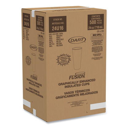 Fusion Escape Foam Hot/Cold Cups, 24 oz, Brown/Black, 500/Carton