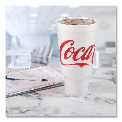 Coca-Cola Foam Cups, 44 oz, White/Red, 20/Bag, 15 Bags/Carton