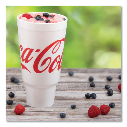 Coca-Cola Foam Cups, 44 oz, White/Red, 20/Bag, 15 Bags/Carton