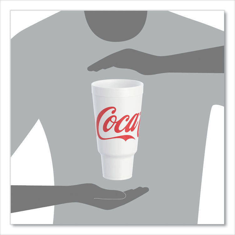 Coca-Cola Foam Cups, 44 oz, White/Red, 20/Bag, 15 Bags/Carton