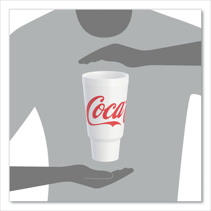 Coca-Cola Foam Cups, 44 oz, White/Red, 20/Bag, 15 Bags/Carton