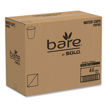 Bare Eco-Forward Treated Paper Cold Cups, ProPlanet Seal, 3 oz, Bare Design, 100/Sleeve, 50 Sleeves/Carton