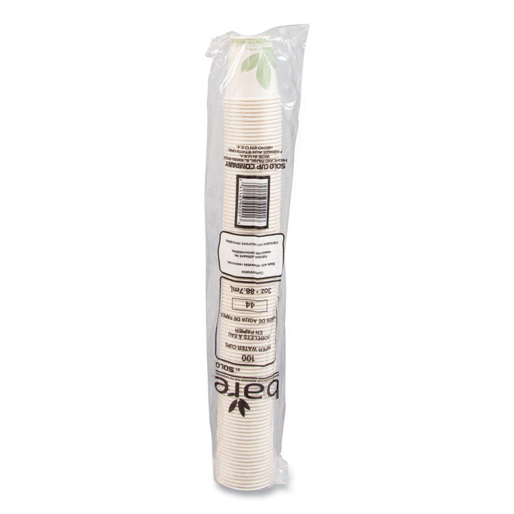 Bare Eco-Forward Treated Paper Cold Cups, ProPlanet Seal, 3 oz, Bare Design, 100/Sleeve, 50 Sleeves/Carton