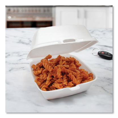 Foam Hinged Lid Containers, 6 x 5.78 x 3, White, 500/Carton
